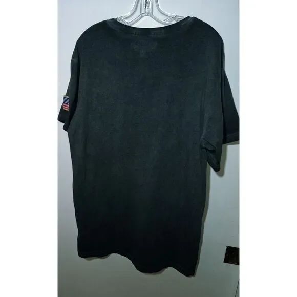 American Patriotic Army Patches Mens‎ Grey Vintage Look T Shirt Sz XL - Picture 5 of 9